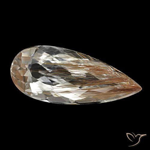 Topacio rutilado marrón natural de 5,48 ct, en forma de pera, transparente