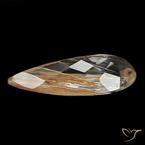 Topacio rutilado marrón natural de 5,48 ct, en forma de pera, transparente