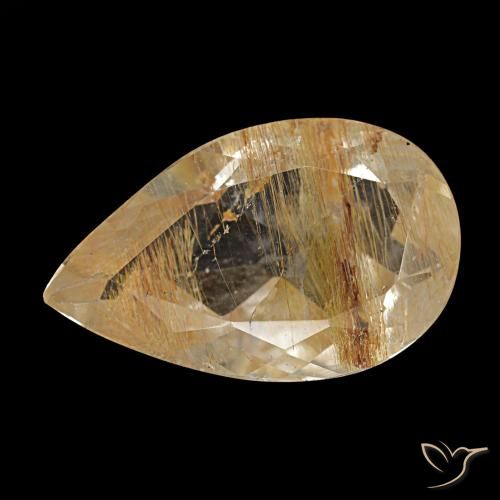 Topacio rutilado marrón de 5,25 ct, en forma de pera, transparente