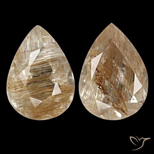 Gemas de topacio rutilado marrón natural de 5,13 ct, en forma de pera, transparente
