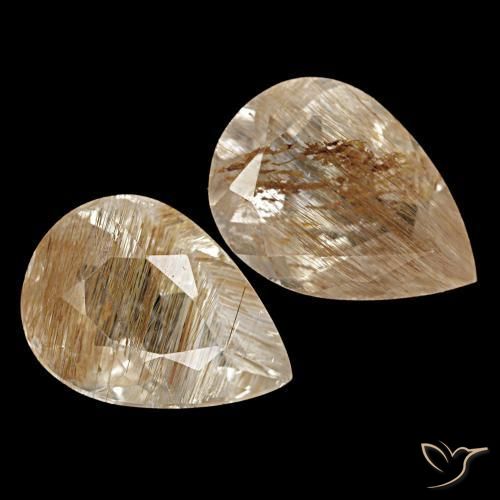Gemas de topacio rutilado marrón natural de 5,13 ct, en forma de pera, transparente