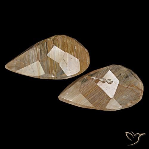 Gemas de topacio rutilado marrón natural de 5,13 ct, en forma de pera, transparente