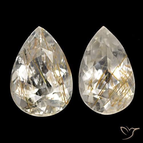 Gemas de topacio rutilado amarillo natural de 4,34 ct, en forma de pera, transparente