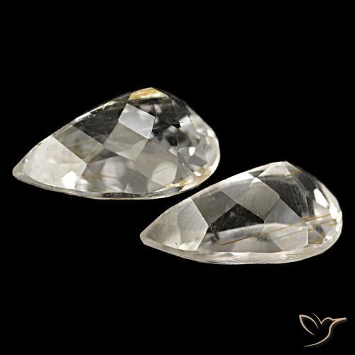 Gemas de topacio rutilado amarillo natural de 4,34 ct, en forma de pera, transparente