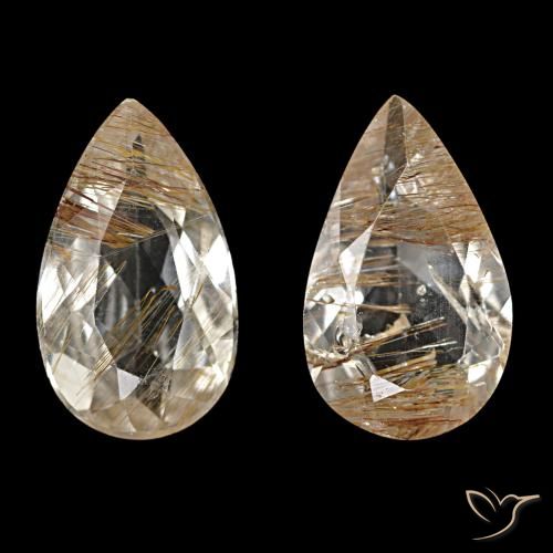 Gemas de topacio rutilado marrón natural de 3,26 ct, en forma de pera, transparente
