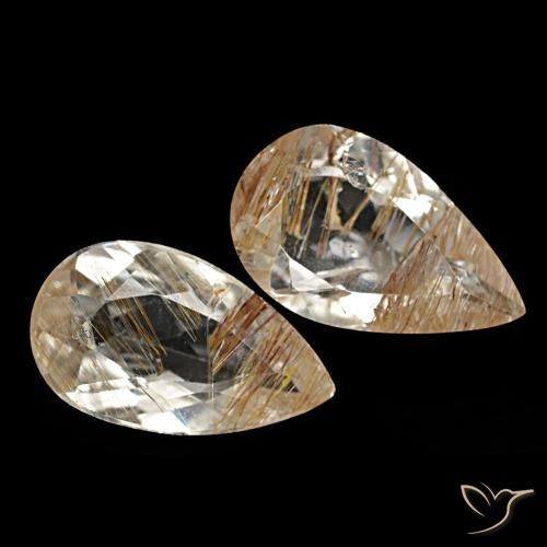 Gemas de topacio rutilado marrón natural de 3,26 ct, en forma de pera, transparente