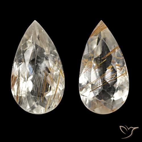 Topacio rutilado amarillo de 4,03 ct, en forma de pera, transparente