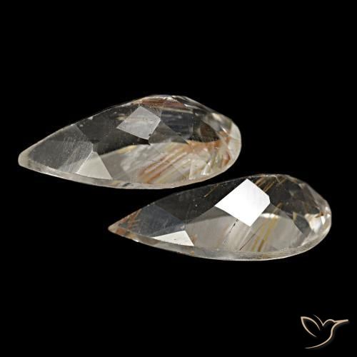 Gemas de topacio rutilado amarillo natural de 4,03 ct, en forma de pera, transparente