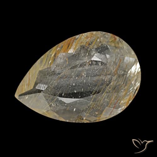 Topacio rutilado amarillo de 2,67 ct, en forma de pera, transparente