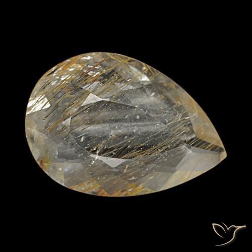 Topacio rutilado amarillo natural de 2,67 ct, en forma de pera, transparente