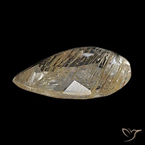 Topacio rutilado amarillo natural de 2,67 ct, en forma de pera, transparente