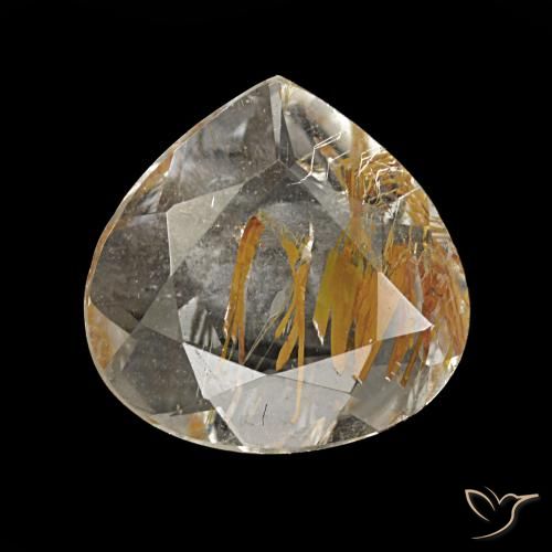 Topacio rutilado amarillo de 1,13 ct, en forma de pera, transparente