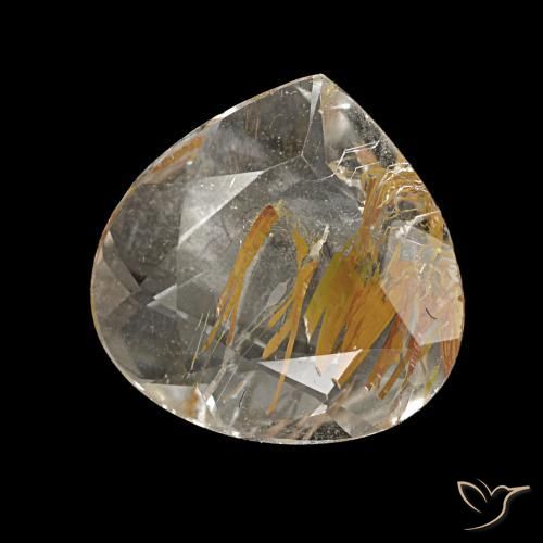 Topacio rutilado amarillo natural de 1,13 ct, en forma de pera, transparente
