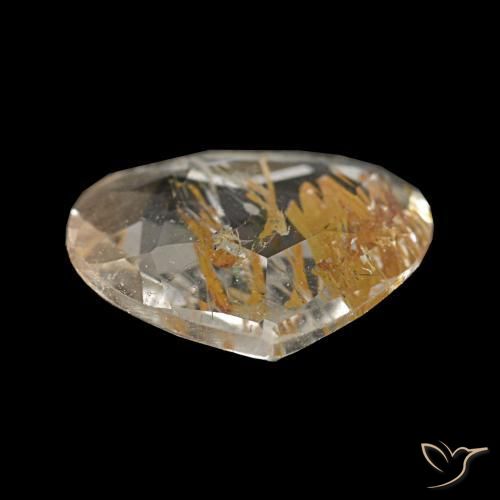 Topacio rutilado amarillo natural de 1,13 ct, en forma de pera, transparente