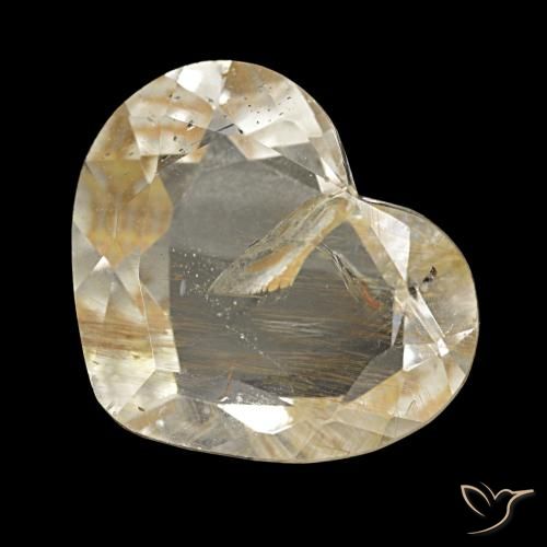 Topacio rutilado amarillo de 4,79 ct, corazón, transparente