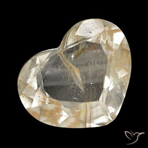 Topacio rutilado amarillo natural de 4,79 ct, forma de corazón, transparente