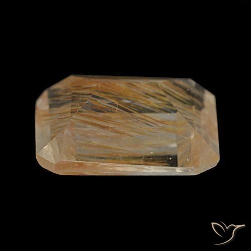 Topacio rutilado amarillo natural de 2,61 ct, corte esmeralda, transparente