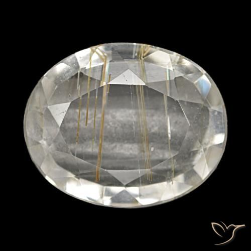 Topacio rutilado amarillo natural de 4,13 ct, corte óvalo, transparente