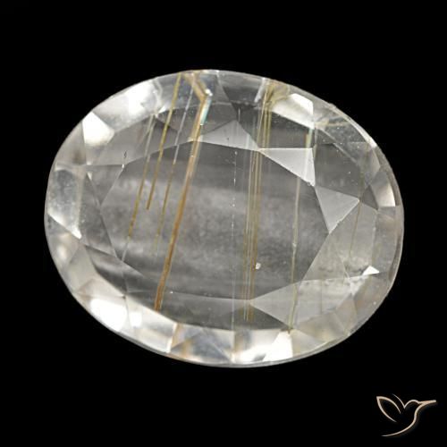 Topacio rutilado amarillo natural de 4,13 ct, corte óvalo, transparente