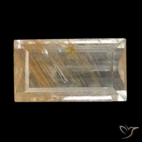 Topacio rutilado amarillo natural de 3,10 ct, baguette, transparente