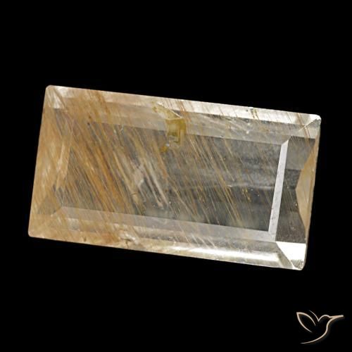 Topacio rutilado amarillo natural de 3,10 ct, baguette, transparente