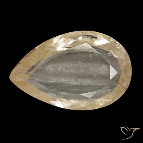 Topacio rutilado amarillo de 4,65 ct, en forma de pera, transparente