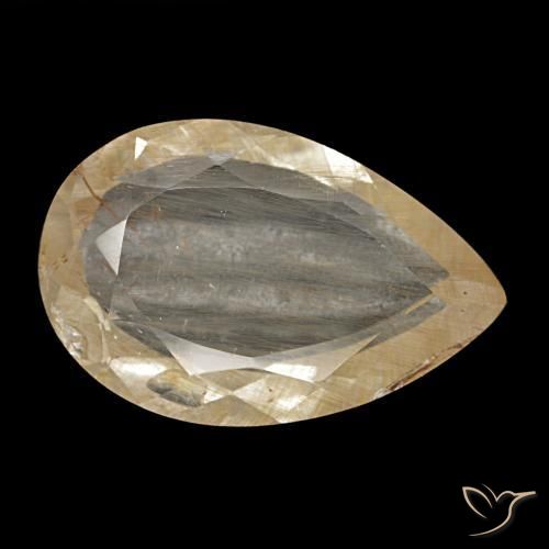 Topacio rutilado amarillo natural de 4,65 ct, en forma de pera, transparente
