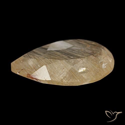 Topacio rutilado amarillo natural de 4,65 ct, en forma de pera, transparente