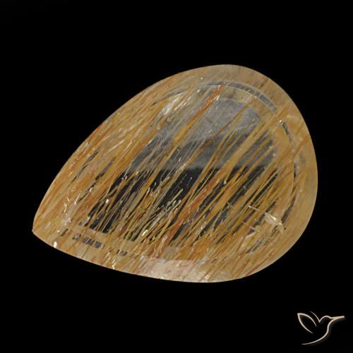 Topacio rutilado marrón de 2,90 ct, en forma de pera, transparente