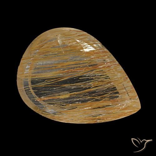 Topacio rutilado marrón natural de 2,90 ct, en forma de pera, transparente