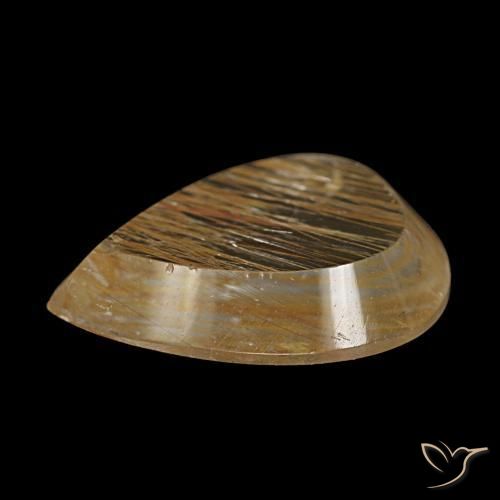 Topacio rutilado marrón natural de 2,90 ct, en forma de pera, transparente