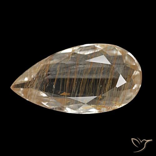 Topacio rutilado marrón natural de 3,56 ct, en forma de pera, transparente