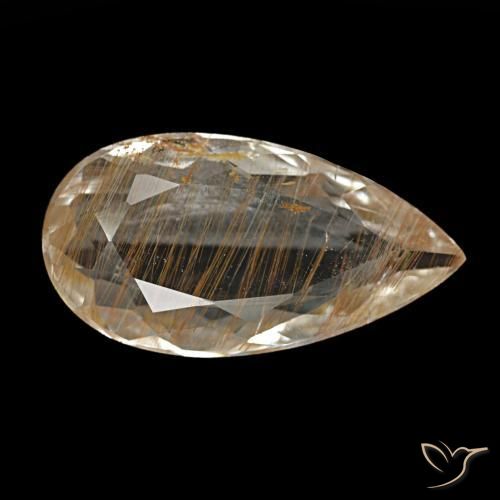 Topacio rutilado marrón natural de 3,56 ct, en forma de pera, transparente