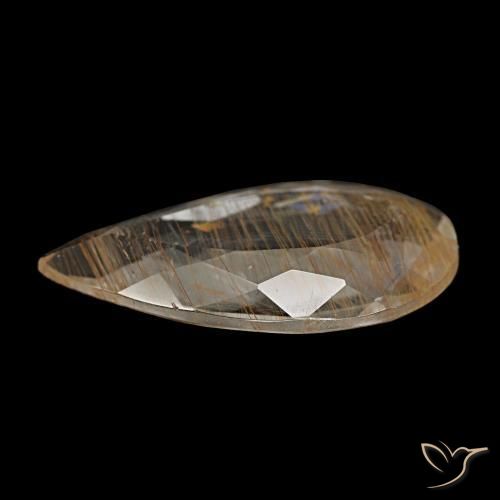 Topacio rutilado marrón natural de 3,56 ct, en forma de pera, transparente