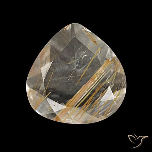 Topacio rutilado marrón-dorado muy claro de 1,95 ct, en forma de pera, transparente