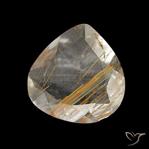 Topacio rutilado marrón-dorado muy claro natural de 1,95 ct, en forma de pera, transparente