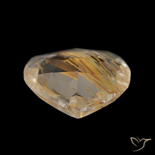 Topacio rutilado marrón-dorado muy claro natural de 1,95 ct, en forma de pera, transparente