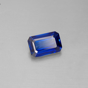 Zafiro azul natural de 0,67 ct, corte esmeralda, VS