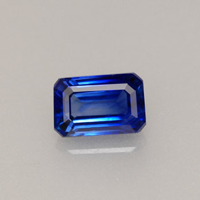 Zafiro azul natural de 0,79 ct, corte esmeralda, VS