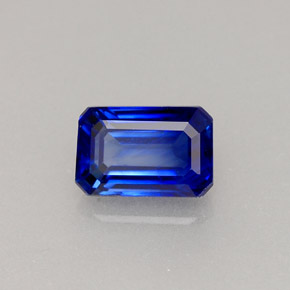Zafiro azul natural de 0,79 ct, corte esmeralda, VS