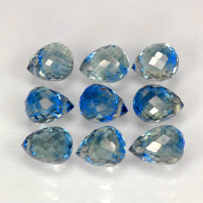 Gemas de zafiro azul natural de  ct, briolette, VVS-VS