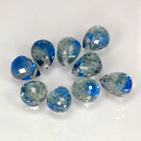 Gemas de zafiro azul natural de  ct, briolette, VVS-VS