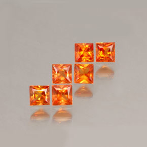 Gemas de zafiro naranja natural de  ct, cuadrado, VVS-VS