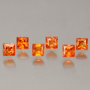 Gemas de zafiro naranja natural de  ct, cuadrado, VVS-VS