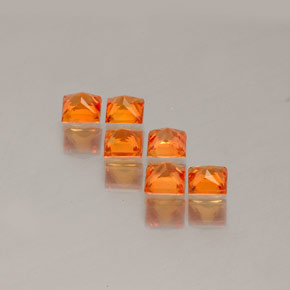 Gemas de zafiro naranja natural de  ct, cuadrado, VVS-VS