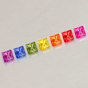 Gemas de zafiro multicolor natural de  ct, cuadrado, VVS-VS