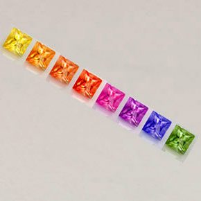 Gemas de zafiro multicolor natural de  ct, cuadrado, VVS-VS