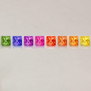 Gemas de zafiro multicolor natural de  ct, cuadrado, VVS-VS