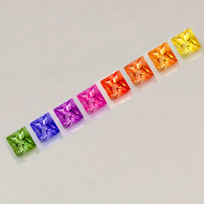 Gemas de zafiro multicolor natural de  ct, cuadrado, VVS-VS