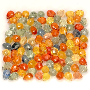 Gemas de zafiro multicolor natural de  ct, briolette, VVS-VS
